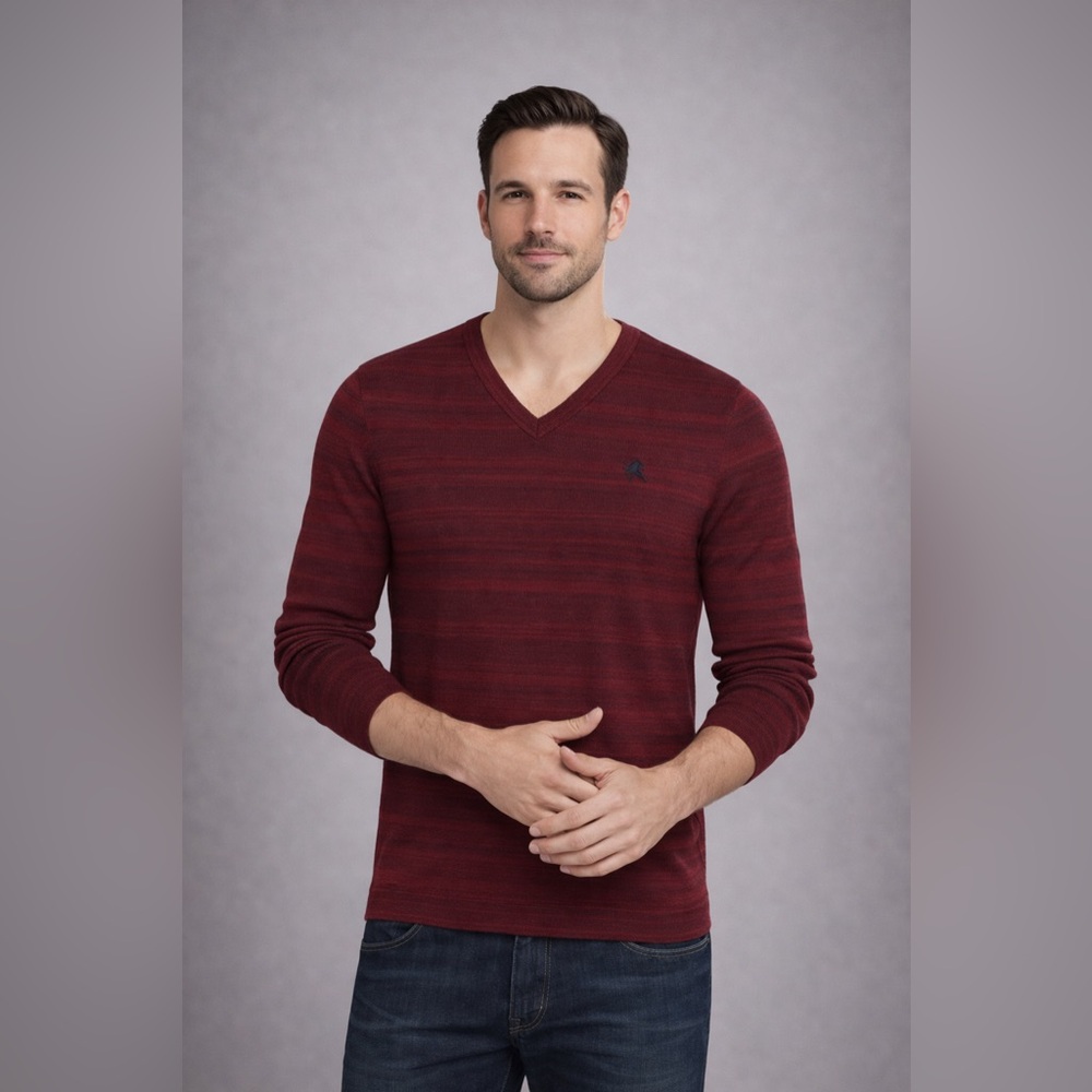 Express Men's V-Neck Sweater Heather Burgundy